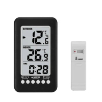 Digital Thermometer Meter With Clock Function Outdoor Indoor LCD Wireless Temperature Thermometers Weather Station Easy To Use
