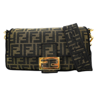 Fendi 芬迪 Baguette 帆布法棍二用包(8BR600-棕)