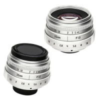 2 Pcs 35Mm F1.6 C Mount Camera Lens With Adapter Ring For Panasonic Olympus &amp; Canon EOSM / M2 / M3