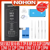 NOHON Battery For Apple iPhone SE 7 8 Plus 11 Pro MAX 12 Mini 13 6S 6 SE2 SE3 Lithium Polymer Bateria Replacement High Capacity