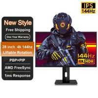 28 Inch Lifting Rotation Monitor 4K 144Hz Display IPS Gaming Computer Monitor with PIP AMD FreeSync for PS5/XBox/Series X Host