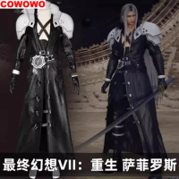COWOWO Final Fantasy VII Rebirth Sephiroth Cosplay Costume Game FF7 VII PU Leather Handsome Uniform Suit Halloween Party Outfit