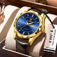 2024 BINBOND Fashion Watch Men Quartz Top Brand Luxury Automatic Date Wristwatch for Men Waterproof Sport Chronograph Clock Mans