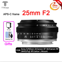 TTArtisan 25mm F2 Camera Lens for Sony E Mount a6400 Fujifilm XA XT4 XT30 Canon M50 R7 R10 Panasonic Olympus M43 Nikon Z30 Z50