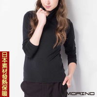 (女)日本素材發熱衣 速暖長袖高領衫 長袖T恤 黑色 MORINO摩力諾 衛生衣