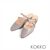 【KOKKO 集團】溫柔滿點微寬楦柔軟綿羊皮穆勒鞋(淺灰色)