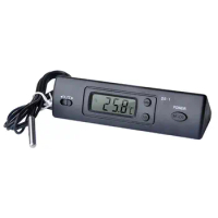 Electronic Digital Car Thermometer Mini Thermometer Indoor Outdoor Multifunction Thermometer with Probe Time Temperature Display