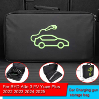 EV Car Portable Charging Cable Storage Carry Bag For BYD Atto 3 EV Yuan Plus 2022 2023 Waterproof Retardant Trunk Storage Box