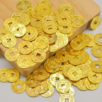 1.5cm golden copper coins for attracting wealth and treasures, DIY handmade jewelry accessories, gif