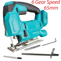 65mm Jig Saw Cordless Quick Blade Change Electric Saw 6 Gear LED Light Guide Woodworking Power Tool for Makita 18V Battery