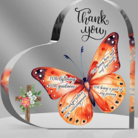 1pc Acrylic Heart with Ladies Teacher Classmate Friend Boss Acknowledgement Message Desktop Decoration Gift