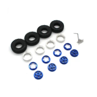4Pcs 55Mm 1.0 Metal Beadlock Wheel Rubber Tire Set for Axial SCX24 TRX4M FMS 1/18 1/24 RC Car Upgrade Parts,1