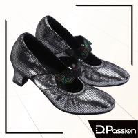 D.Passion x 美佳莉舞鞋 45013 黑銀羊皮 1.8吋(摩登鞋)