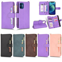 For Apple Phone Case Luxury Bag Flip Leather PU Scratch Resistant Business Long Short Lanyard Apple iPhone 12 Mini Zipper Bag