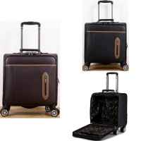 18 Inch Travel Expandable PU Luggage Bag Laptop Trolley Cabin Suitcase With Wheels TSA Lock Check-in Case Valise Free Shipping