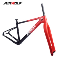 AIRWOLF 29ER Boost MTB Frame With Fork Hardtail Thru Axle 148*12mm 110*15mm T1000 Carbon Mountain Bike Frame MTB Bicycle Frame