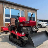 Bulldozer Tiller Multi-Function Agricultural Cultivator Machinery Farm Machine Rotary Garden Power Mini Crawler Tractor