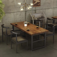 【免運】可開發票 美式實木餐桌長方形酒吧卡座工業風主題餐廳吧臺桌子飯店桌椅組合