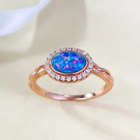 New Jewelry New Fashion 925 Silver Plated Rose Gold Inlaid One Carat Aurora Blue Purple Ring Fashion Women's Wedding Jewelry