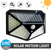 Lampu Solar Cell 100Led / Lampu Dinding 100Led /Lampu Taman Outdoor / Lampu Solarcell Tenaga Surya /