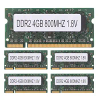 5PCS DDR2 4GB Laptop Memory Ram 800Mhz PC2 6400 SODIMM 2RX8 200 Pins for Intel AMD Laptop RAM