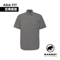 【Mammut 長毛象】Lenni Shirt AF Men 機能短袖格紋襯衫 男款 鋼鐵灰/黑 #1015-01660