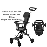 LB - Stroller Magic bayi murah kereta bayi dorong roda empat/perlengkapan bayi traveling HITAM POLOS