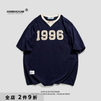 Hiimhuum短袖男T恤夏季新款拼接潮流1996印花潮牌男裝運動潮t