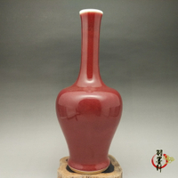 清康熙瓷器 祭紅釉長頸花瓶 手工精品古玩古董陶瓷器仿古老貨收藏