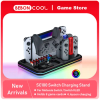BEBONCOOL SC100 RGB Charging Dock Station For Nintendo Switch/Switch OLED Joycon/Pro Controller Charger Game Card Storage