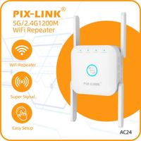 PIX-LINK AC24 1200Mbps WiFi Range Extender 2.4 &amp; 5GHz Signal Booster Repeater Cover up to 7500 Sq.ft with Access Point for Home