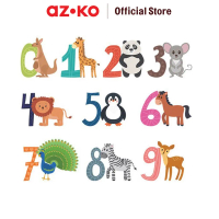 AZKO Forhom 29X41 cm Stiker Dinding Numbers 0-9 Animals Wall Sticker Dekorasi Dinding Wall Decal Sti