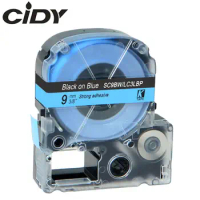 CIDY 9MM Black on Blue SC9BW/LC-3LBP LC-3LBP9 label tape for kingjim/epson for LW300 LW400 LW-600P LW-700P SR150