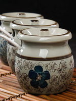 日本進口MUJIE廚房陶瓷調料盒調料罐家用鹽罐帶蓋豬油罐調味料盒