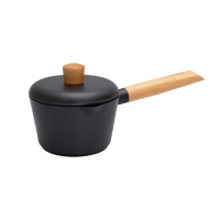 【WOKY 沃廚】歐風圓木柄輕量壓鑄系列-16cm奶鍋(附鍋蓋)