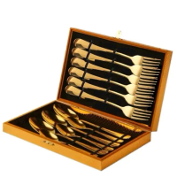 1 set sendok dan garpu makan warna emas Cutlery Set / Sendok Sultan Set / Sendok Emas Perlengkapan M