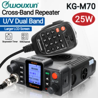 WOUXUN KG-M70 Mobile Radio 25W Cross Band Repeater UHF/VHF Dual Band 999CH Long Range Car Radio LCD With Microphone CB Radio