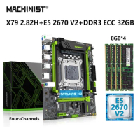 MACHINIST X79 Motherboard LGA 2011 Kit With Xeon E5 2670 V2 Processor CPU 32GB=8G*4 DDR3 ECC RAM NVME M.2 Four Channels X79 282H