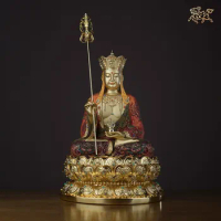 23.6 inches China Pure Brass 24K Genuine Gold Ksitigarbha Buddhist Bodhisattva Buddha Statue Copper Decoration Home Gift