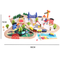 108pcs Road Traffic Track Train Set Puzzle Track Car Toy Compatible With Wooden Train Track And Electric Cars Children 1:64 PD30