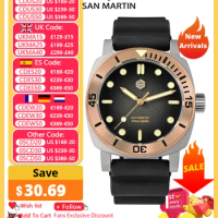 San Martin 42mm Retro Titanium Diver Watch NH35 Automatic Men Mechanical Watches Bronze Bezel Sapphire Luminous Waterproof 200m