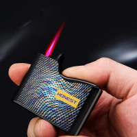 Honest genuine high-end butane gas inflatable lighter creative metal strong torch red jet men's smoking gadgets gift for men