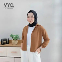Vyo Hanin Kemeja Wanita Crop Top Atasan Blouse Wanita One Size Choco