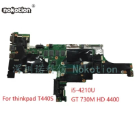 NOKOTION FRU 00HW100 VILT0 NM-A051 For lenovo thinkpad T440S laptop motherboard SR1EF i5-4210U GeForce GT 730M Mainboard works