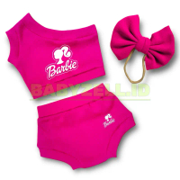 SETELAN BAYI PEREMPUAN SET BUMMIES BARBIE DENGAN BANDANA PAKAIAN BAYI PEREMPUAN LUCU USIA 0-24bln