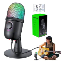 USB Microphone Professional Wired Condenser Microphone Desktop with Mute Button for Recording Streaming USB Computer Microphone