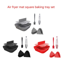 Air Fryers Liner Square Silicone Liner with Divider Square Silicone Air Fryers Basket Air Fryers Inserts New Dropship