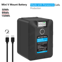 V Mount Battery 14.8V 50Wh/99Wh/150Wh OLED Display for Sony V-Lock BP Batteries Camcorder w PD 9V/12V FastCharge Port