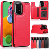 Double Button Flip Wallet Protection Case For Samsung Galaxy A10 A11 A12 A20E A21S A32 A40 A50 A52 A70 A72 S21 S21Plus S21Ultra