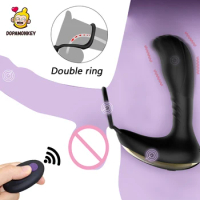 Prostate Massage Vibrator Wireless Remote Control Anal Vibration Stimulator Delayed Ejaculation Penis Ring Silicone Waterproof